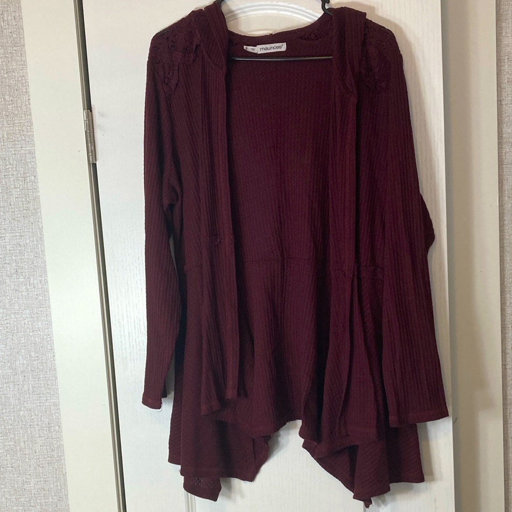 Maurices Deep Burgundy Cardigan Sweater